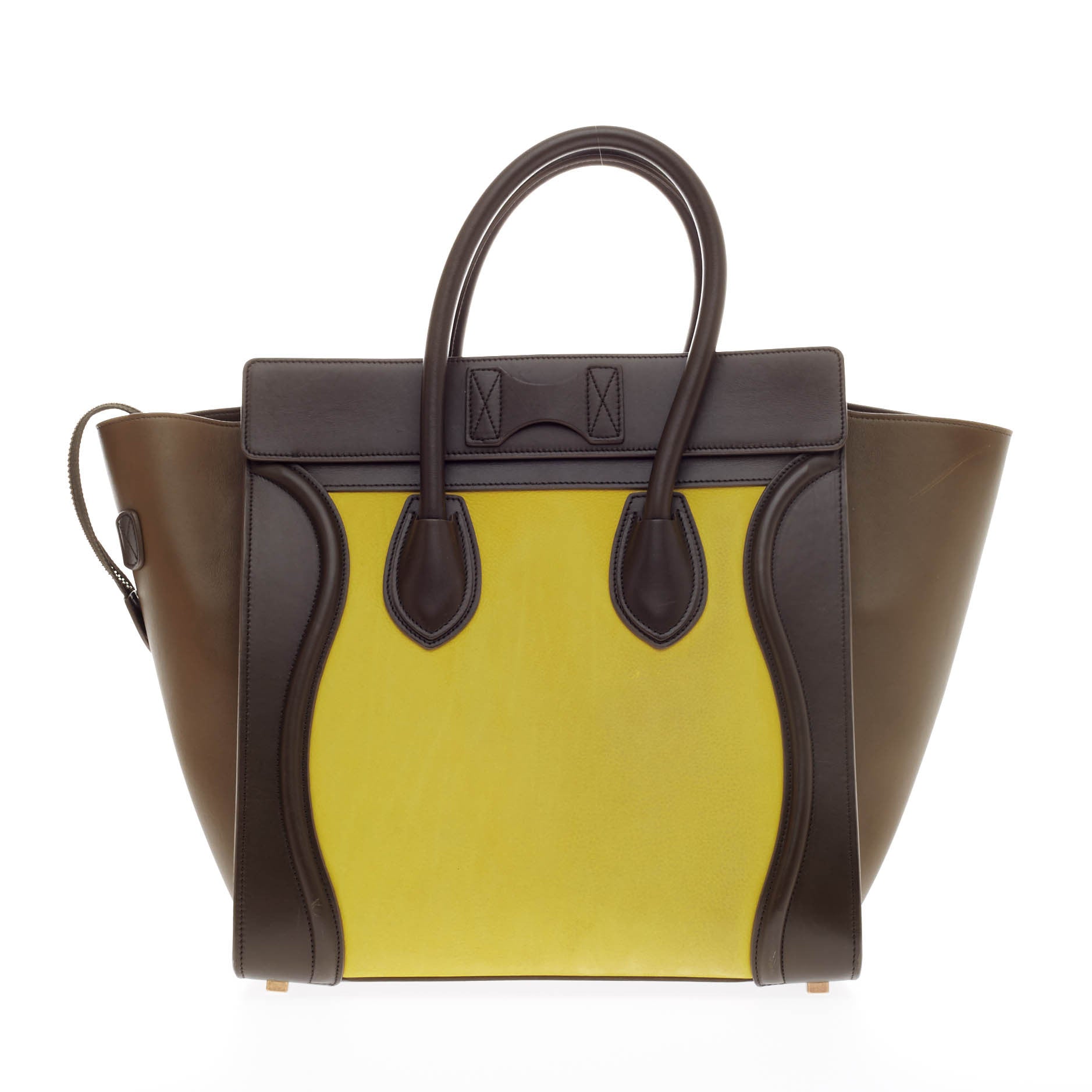 Tricolor Luggage Handbag Leather Mini