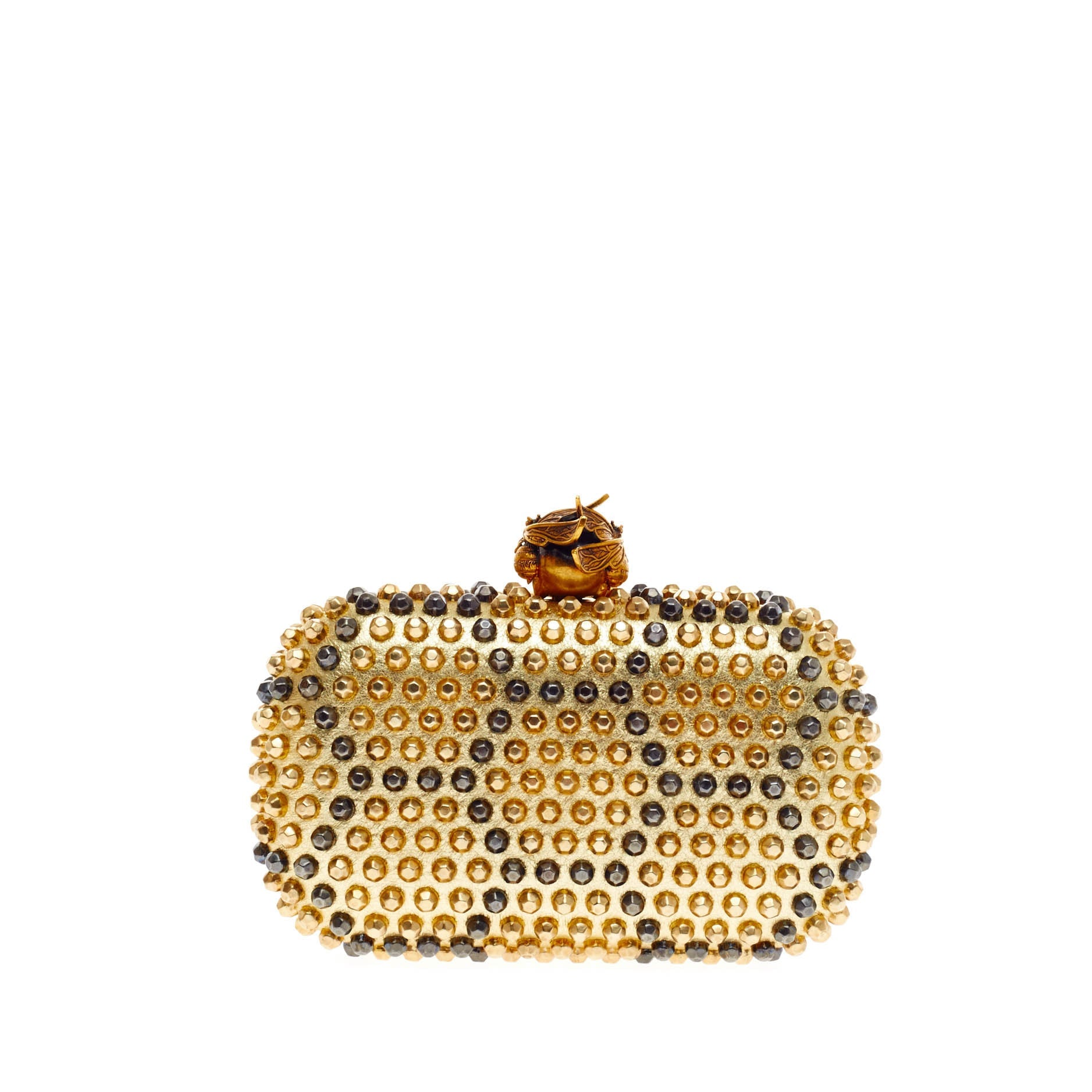 Skull Box Clutch Honeycomb Studded Leather