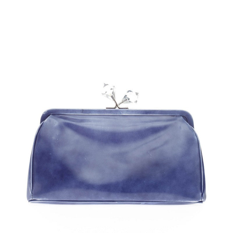 Kisslock Crystal Clutch Leather