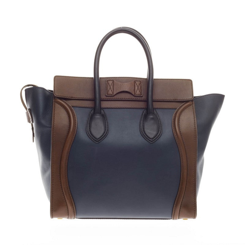 Tricolor Luggage Handbag Leather Mini