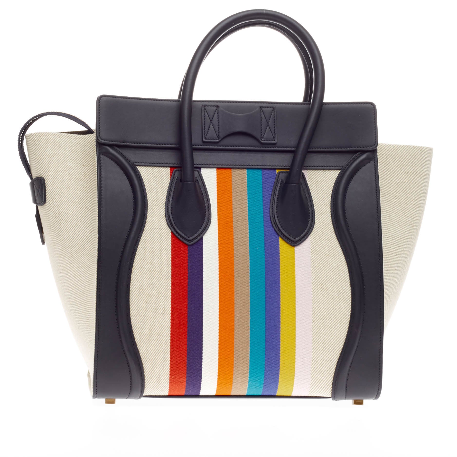 Luggage Handbag Canvas and Leather Mini