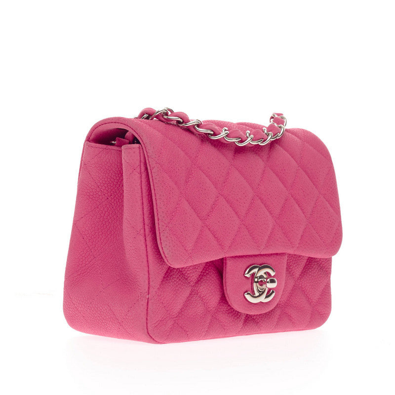Square Classic Single Flap Bag Matte Caviar Mini