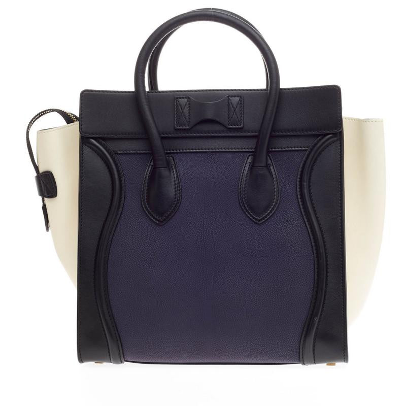 Tricolor Luggage Handbag Leather Mini