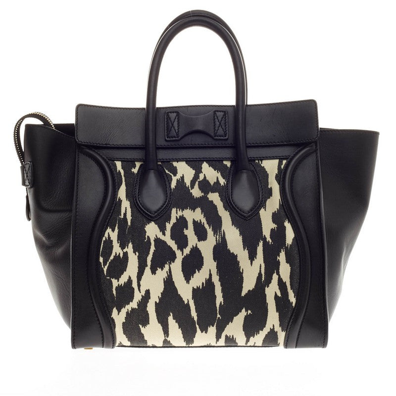 Luggage Handbag Canvas and Leather Mini