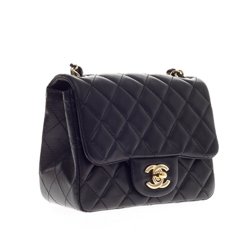 Square Classic Single Flap Bag Lambskin Mini