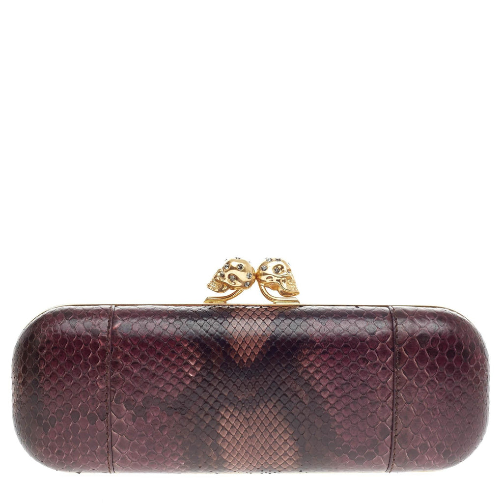Twin Skull Box Clutch Python Long