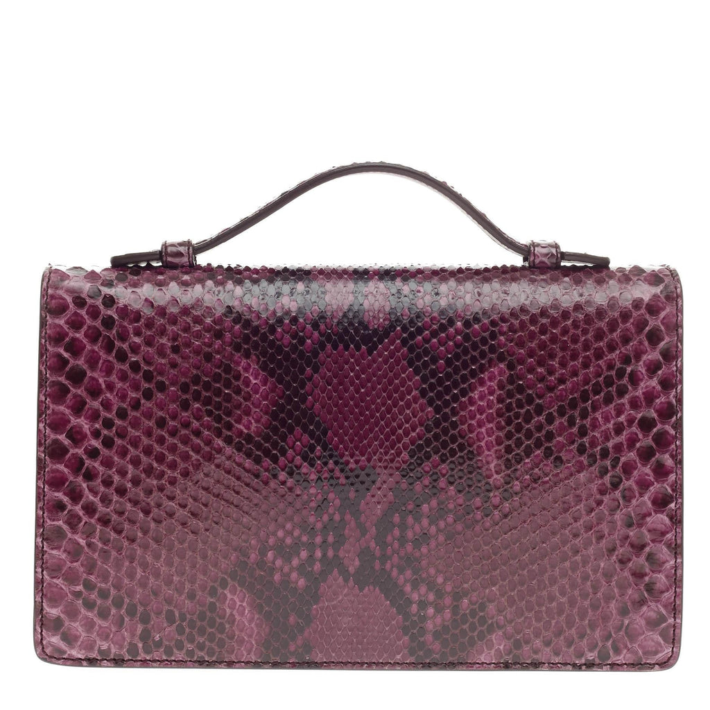 Lady Lock Briefcase Clutch Python