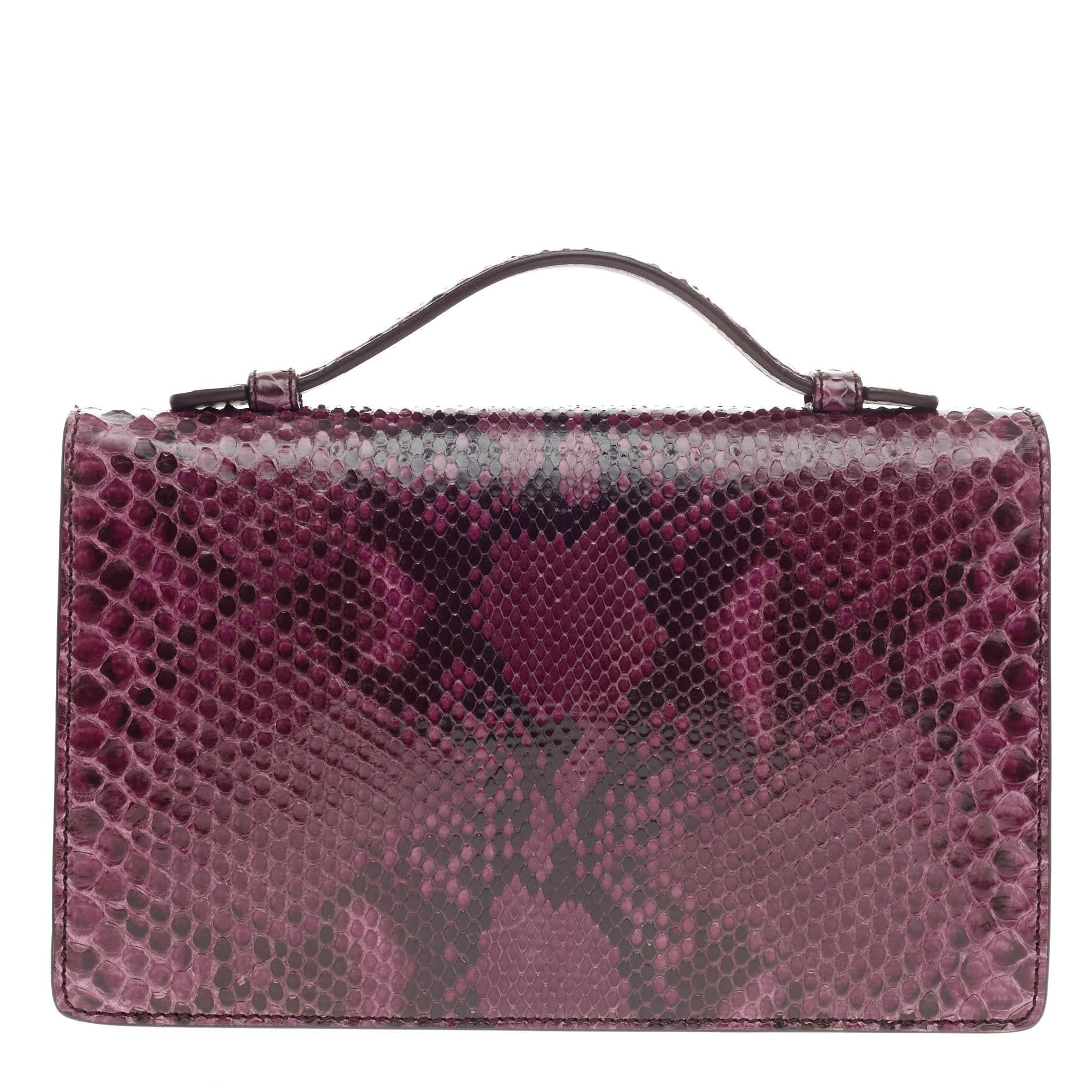 Lady Lock Briefcase Clutch Python