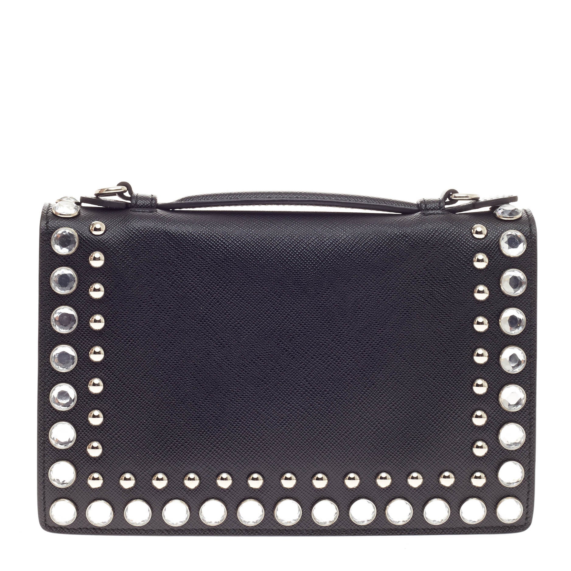 Convertible Sound Bag Studded Saffiano Leather Mini