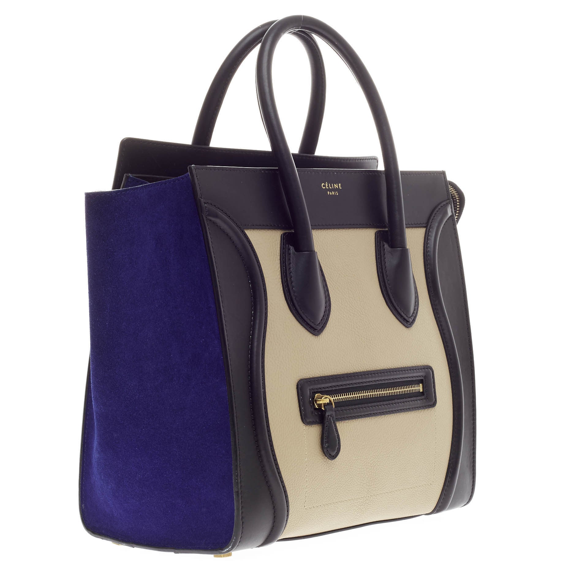 Tricolor Luggage Handbag Leather Mini