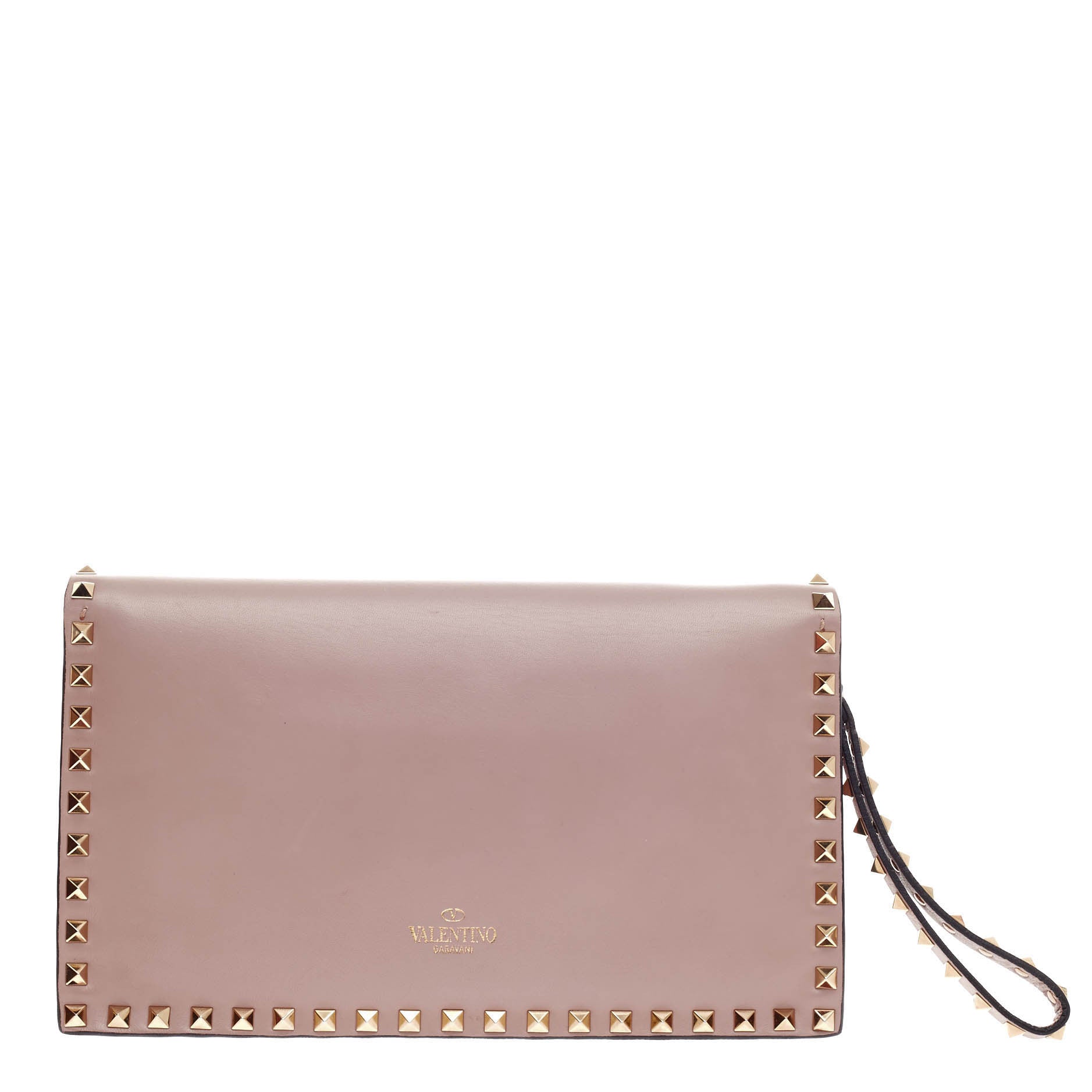 Rockstud Flap Clutch Leather