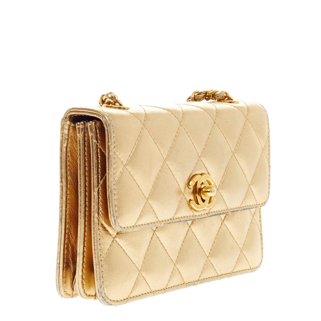 Vintage CC Chain Flap Bag Quilted Leather Extra Mini