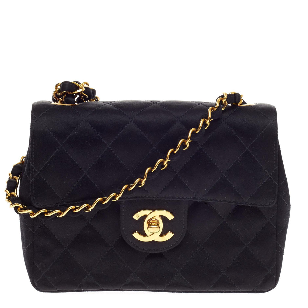 Vintage Classic Single Flap Bag Quilted Satin Mini