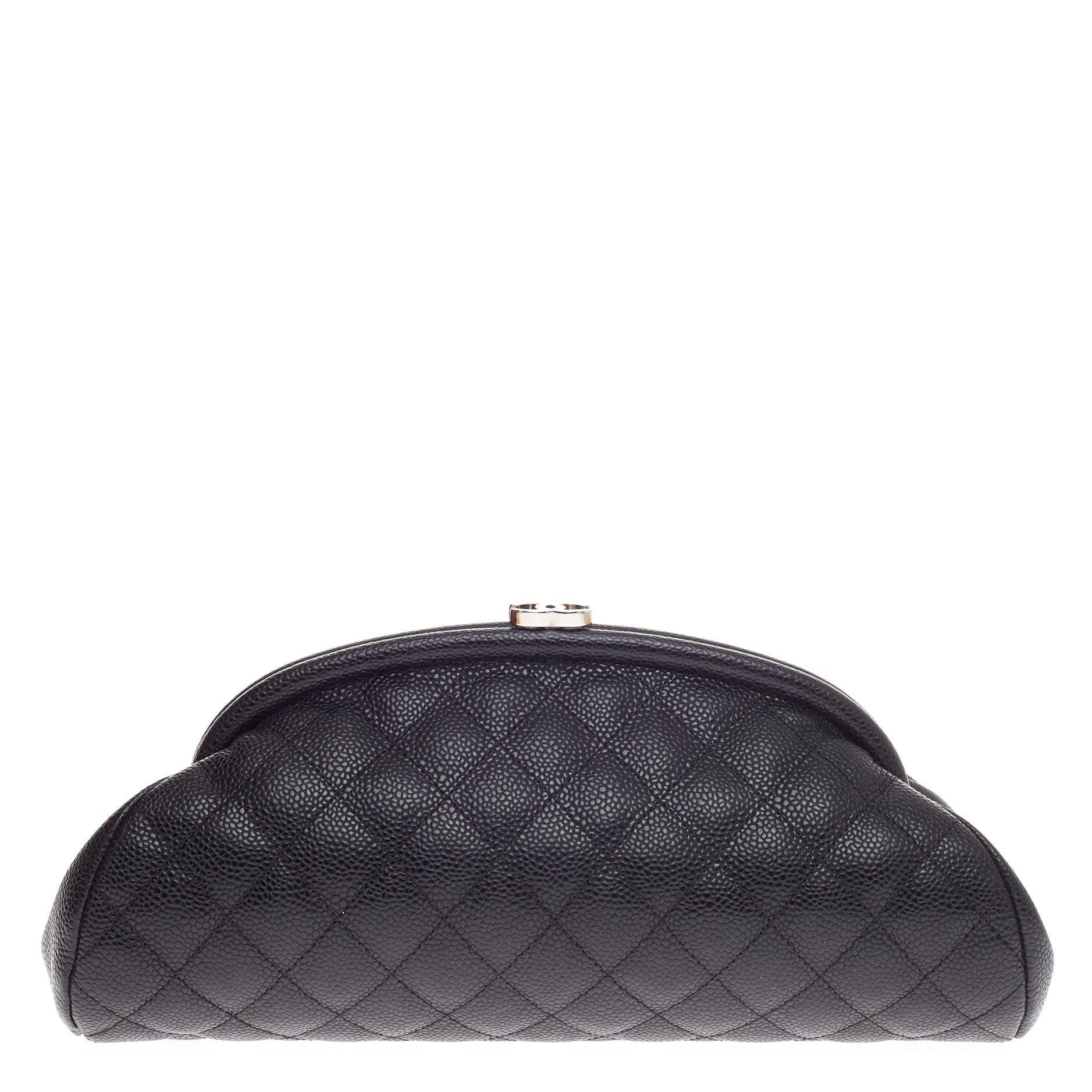 Timeless Clutch Quilted Caviar
