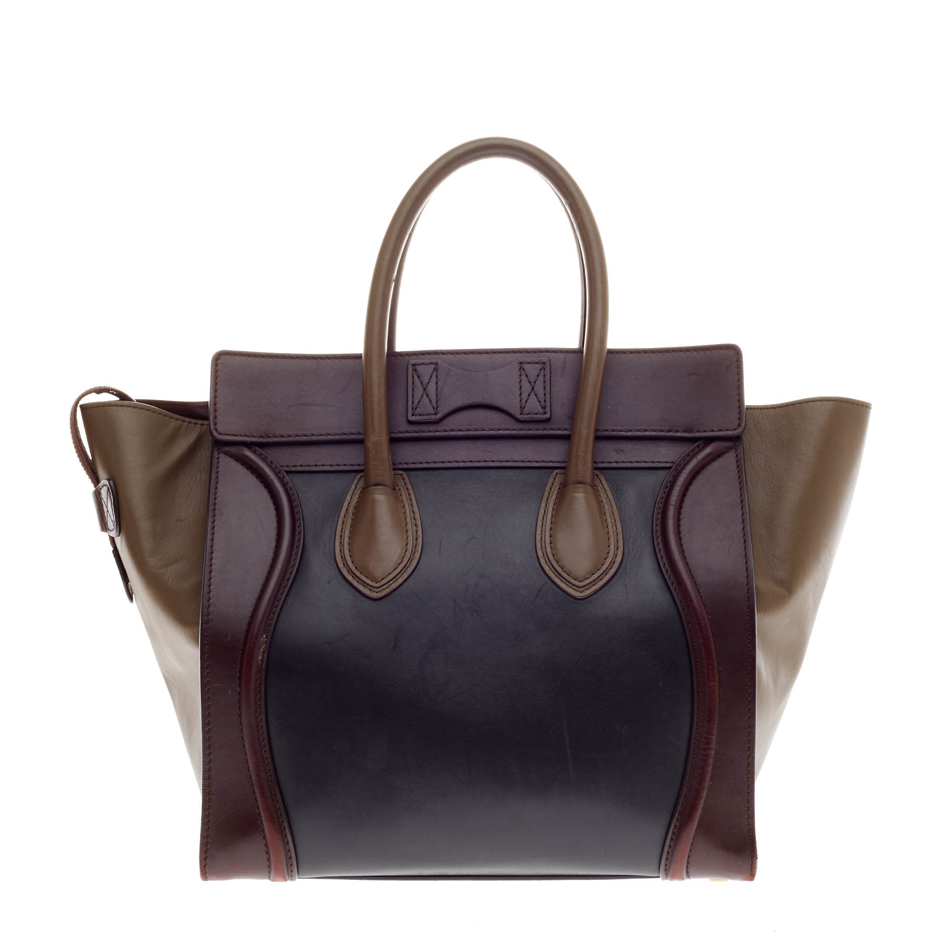 Tricolor Luggage Handbag Leather Mini