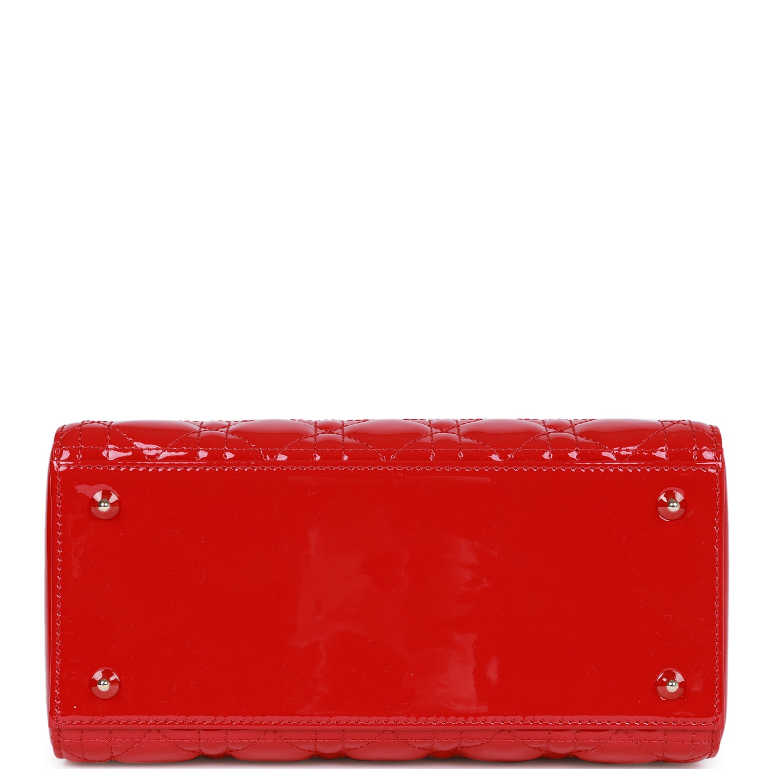 Christian Dior Medium Lady Dior Tote Red Patent Gold Hardware