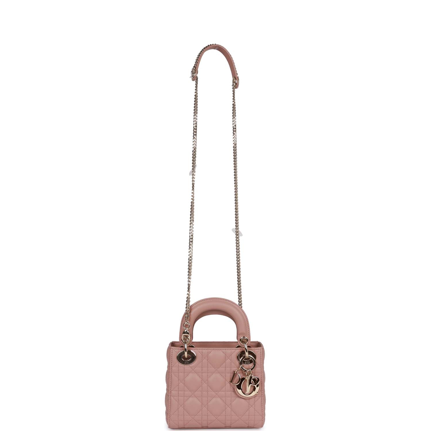 Christian Dior Mini Lady Bag Blush Cannage Lambskin Light Gold Hardware