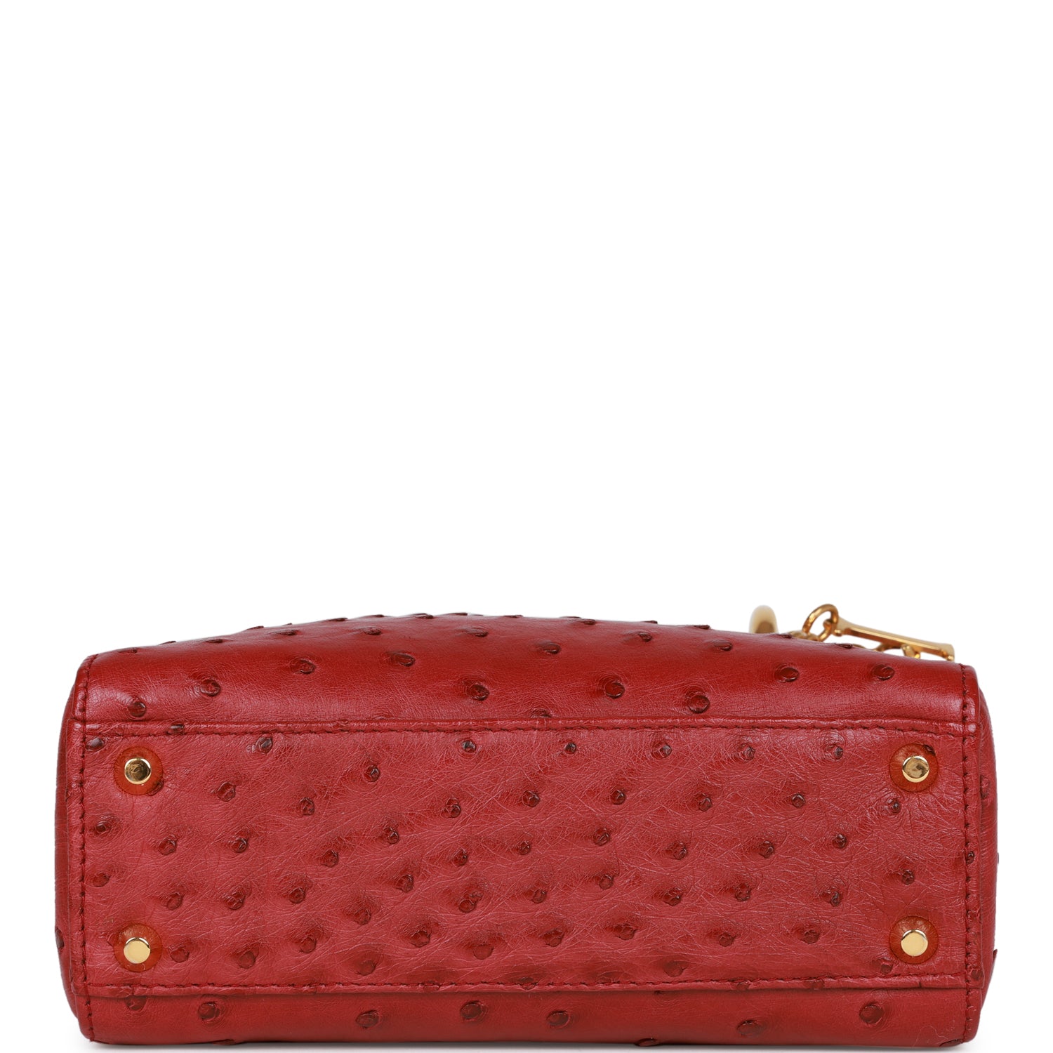 Christian Dior Mini Lady Bag Burgundy Ostrich Gold Hardware