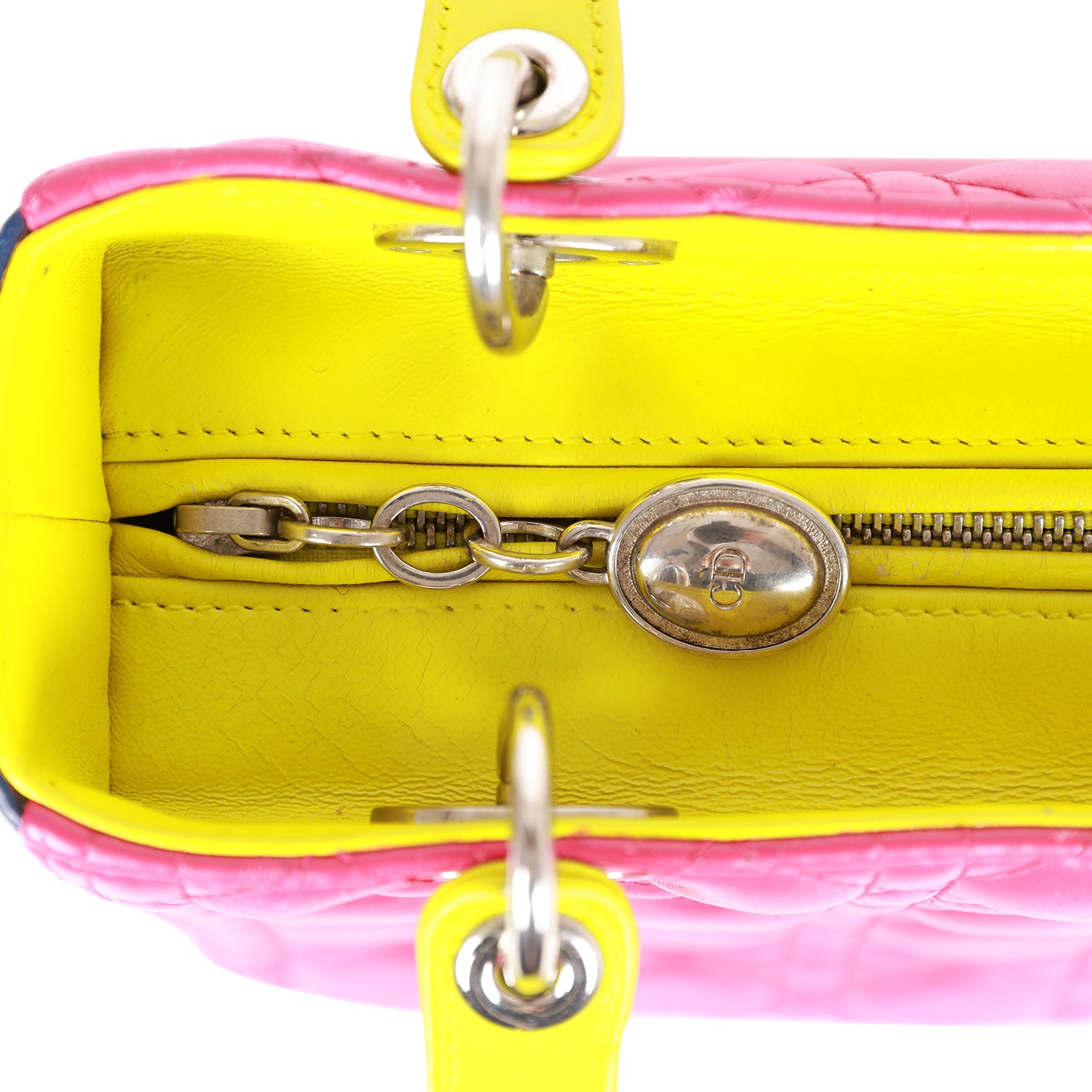 Christian Dior Medium Lady Dior Tricolor Cannage Lambskin Silver Hardware