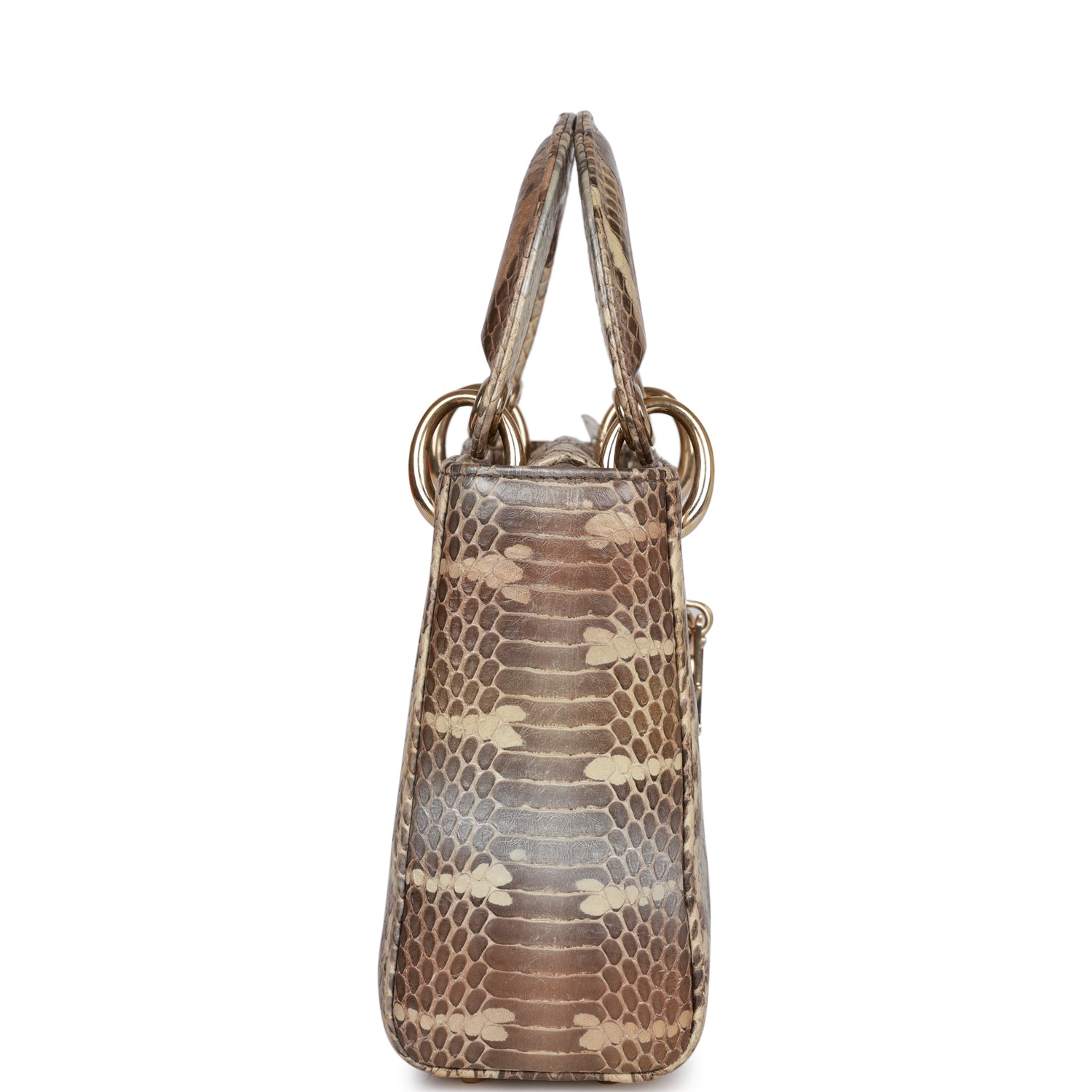 Christian Dior Mini Lady Dior Tote Python Gold Hardware