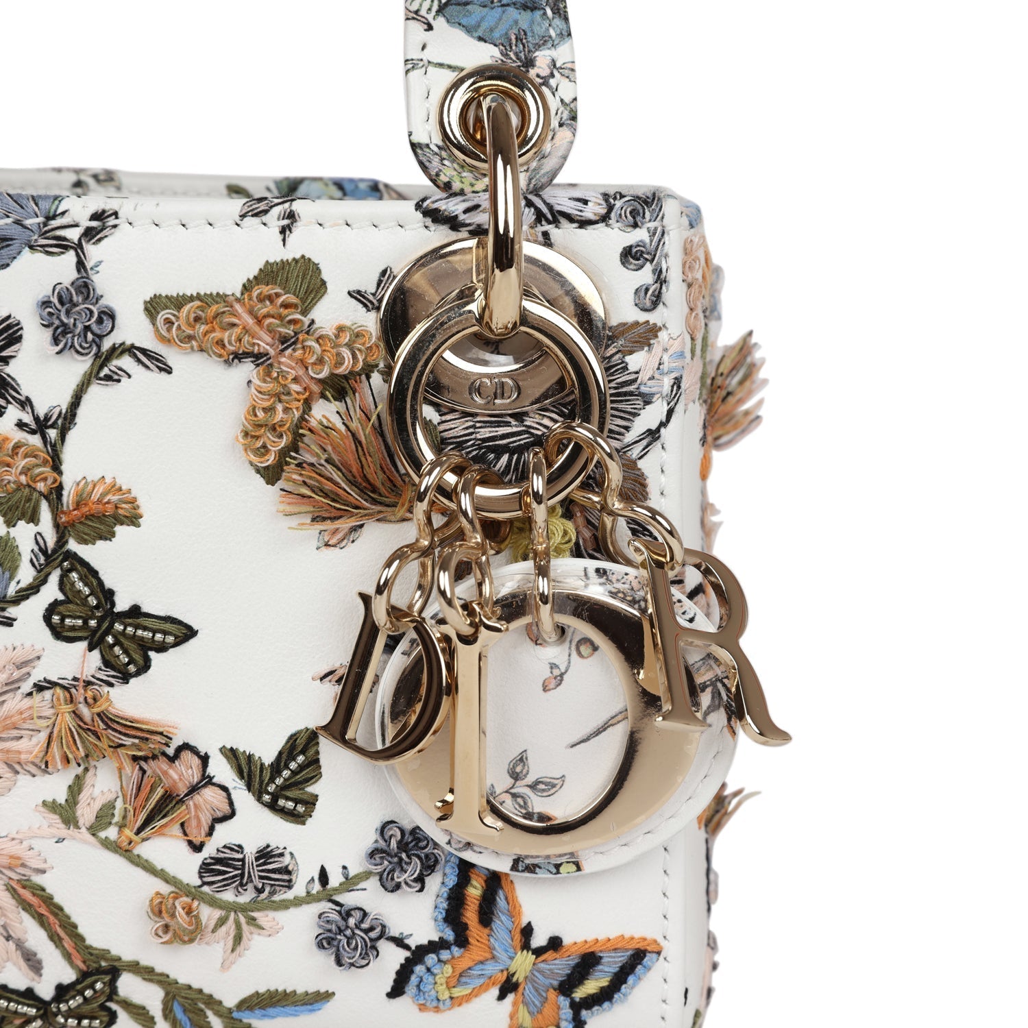 Christian Dior Micro Lady Dior with Small Trunk Multicolor Embroidered Calfskin Light Gold Hardware