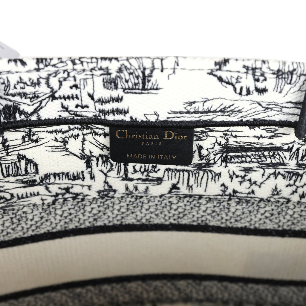 Christian Dior "Paris All Over" Book Tote Medium White and Black Embroidered Canvas