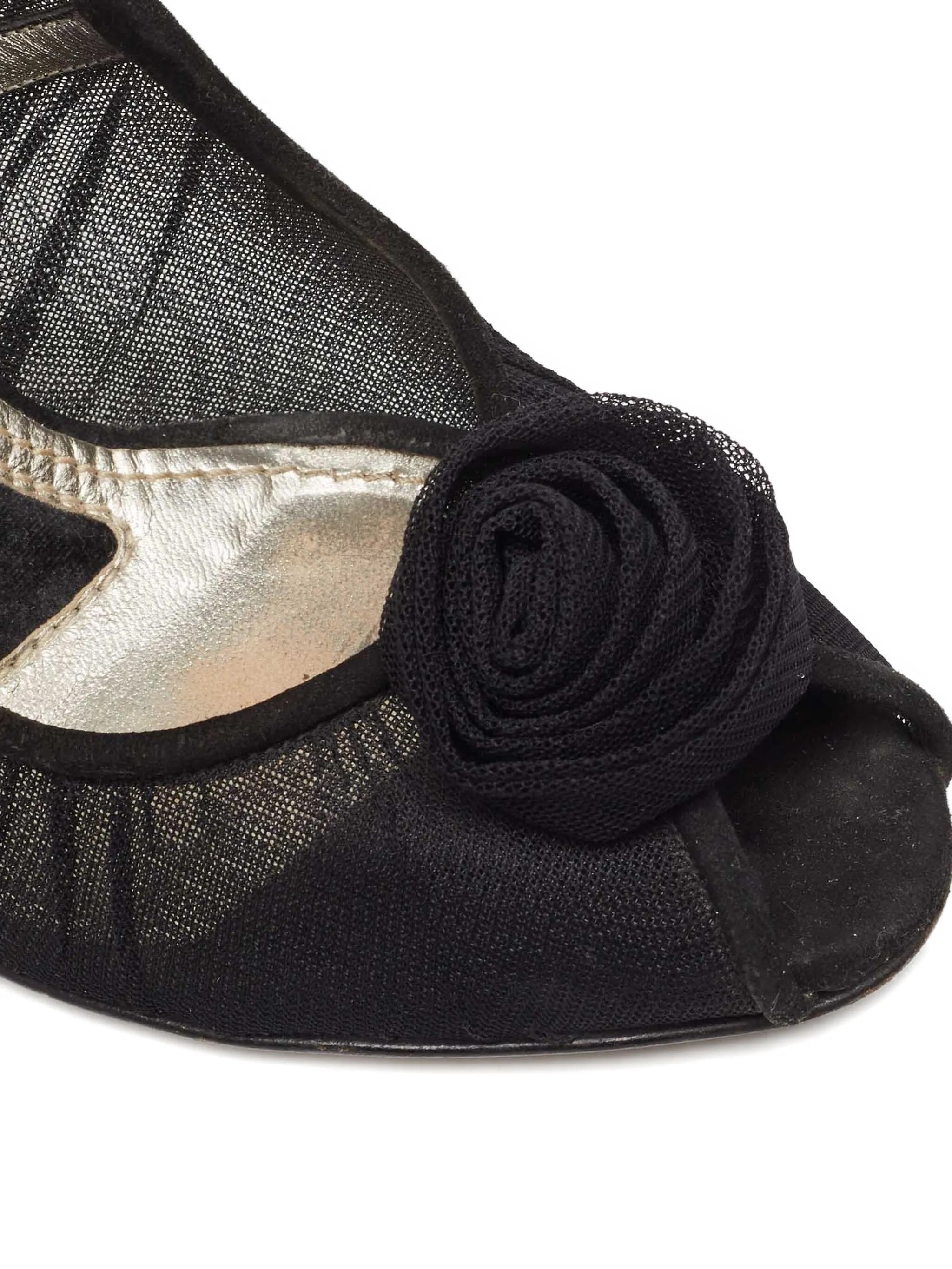 DOLCE & GABBANA ROSE APPLIQUE TULLE MESH  PUMPS