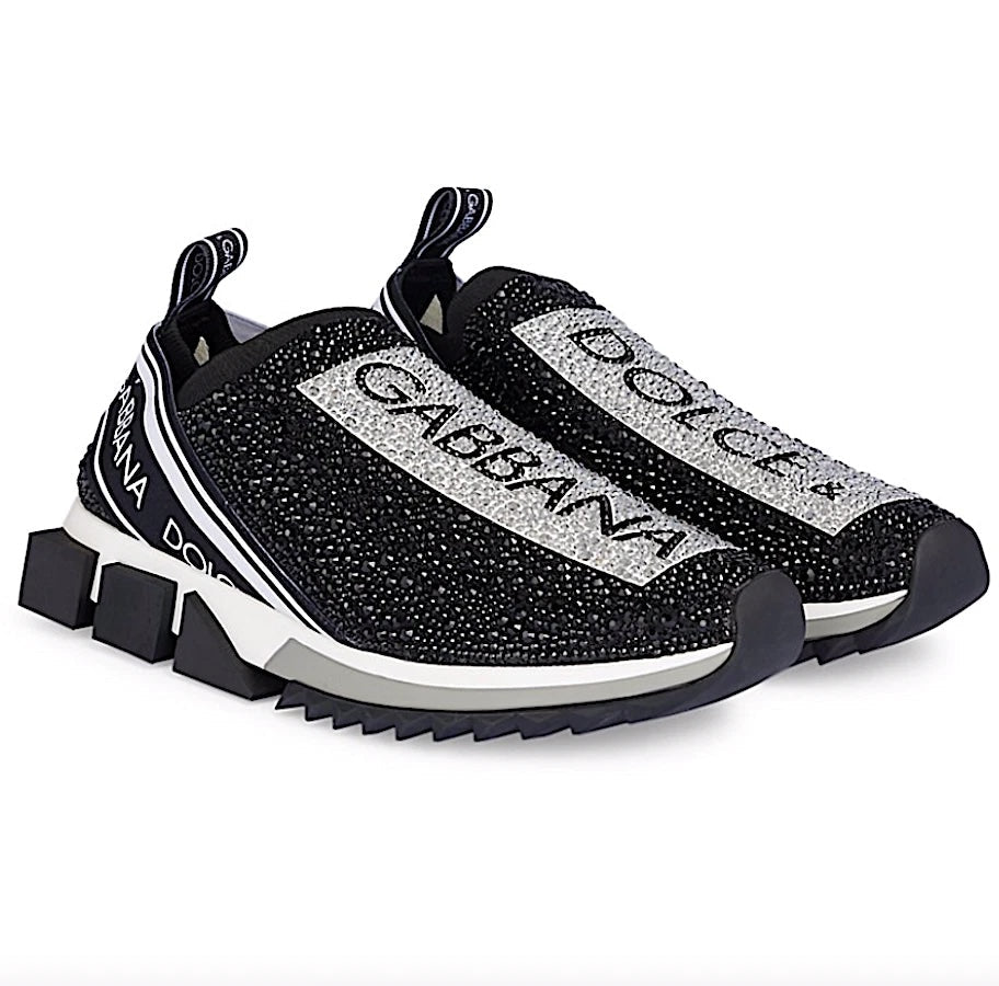 DOLCE & GABBANA SORRENTO CRYSTAL SLIP ON SNEAKERS