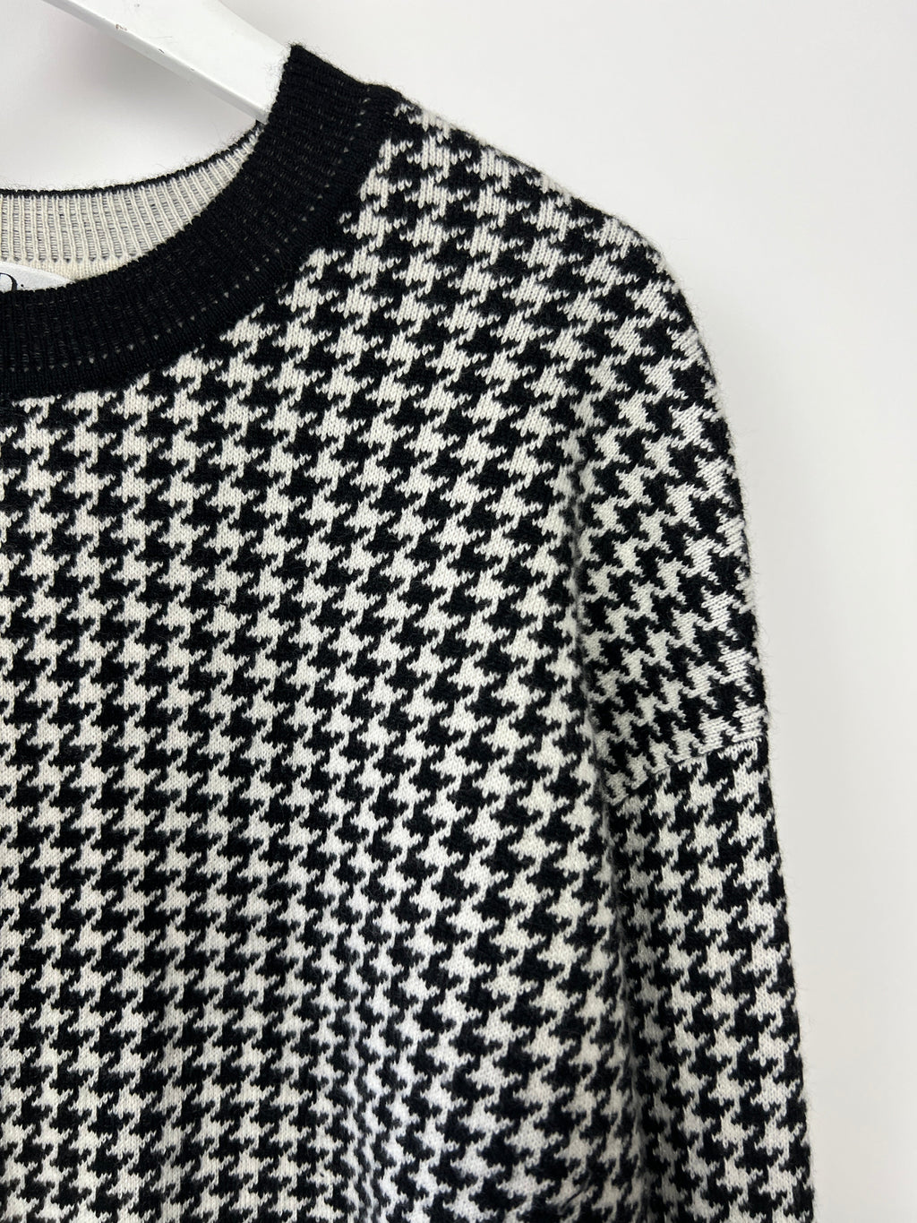 Christian Dior Black Houndstooth Long Sleeve Logo Jumper Size FR 34 (UK 6)