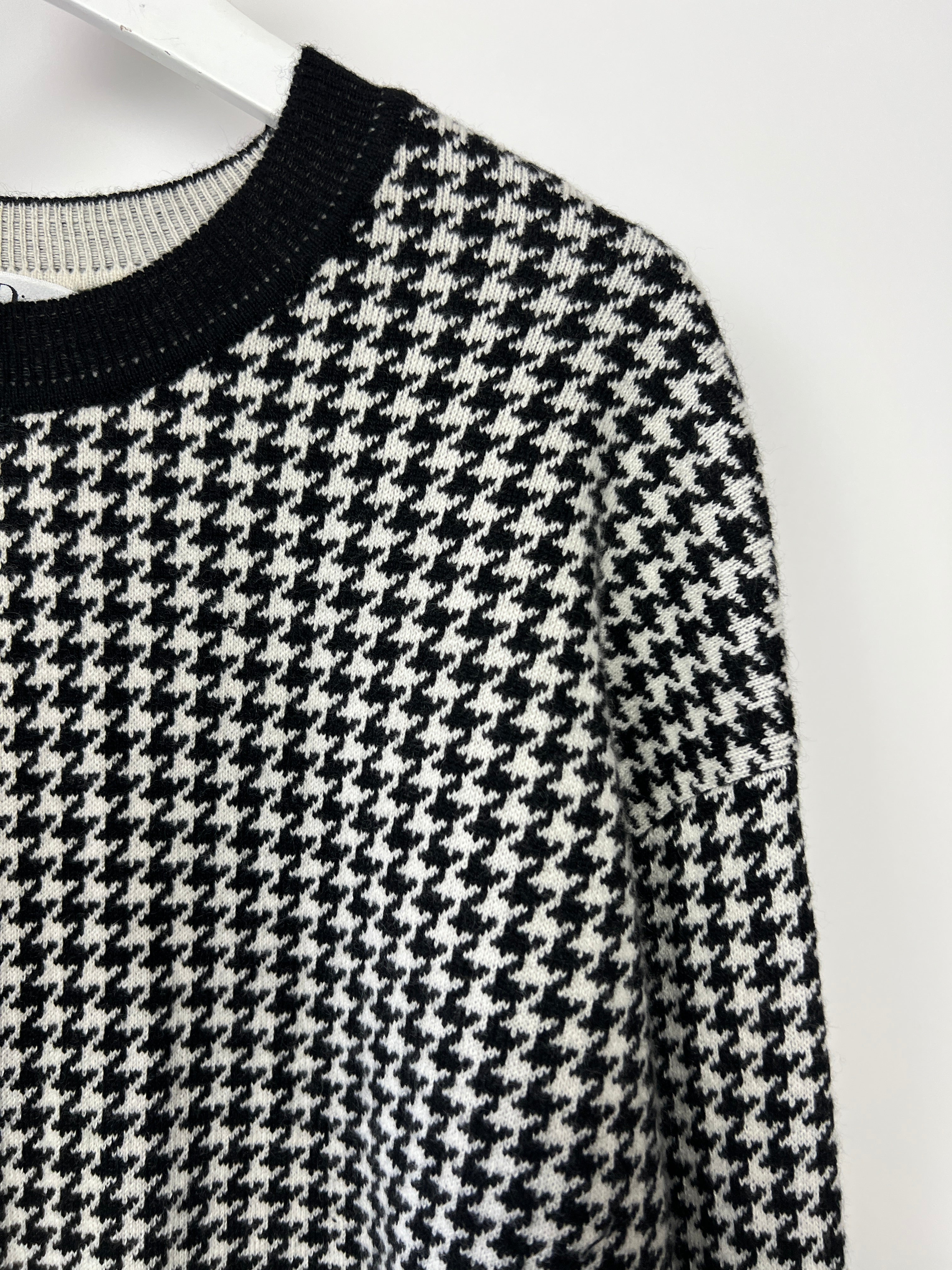 Christian Dior Black Houndstooth Long Sleeve Logo Jumper Size FR 34 (UK 6)