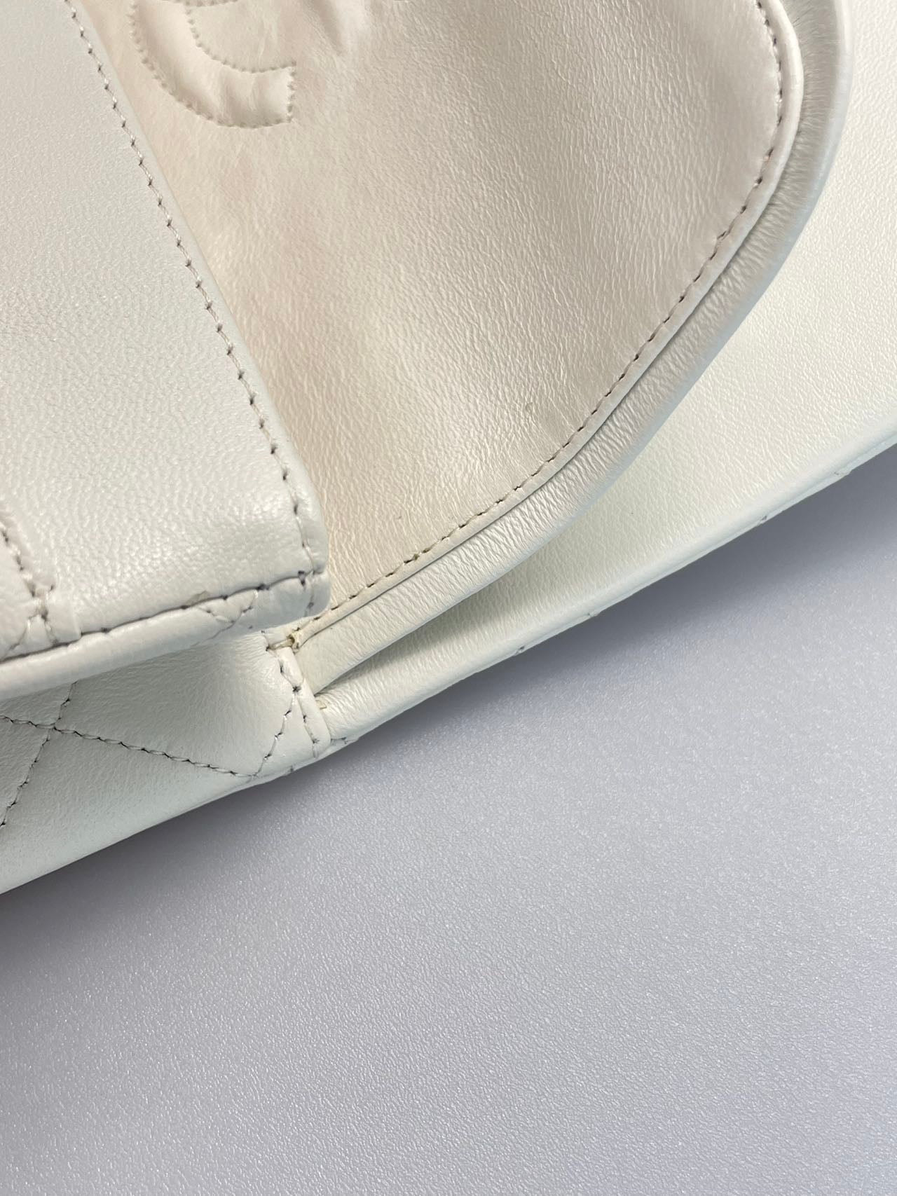 Chanel  Vinateg White Classic Flap Bag  with Gold Hardware
