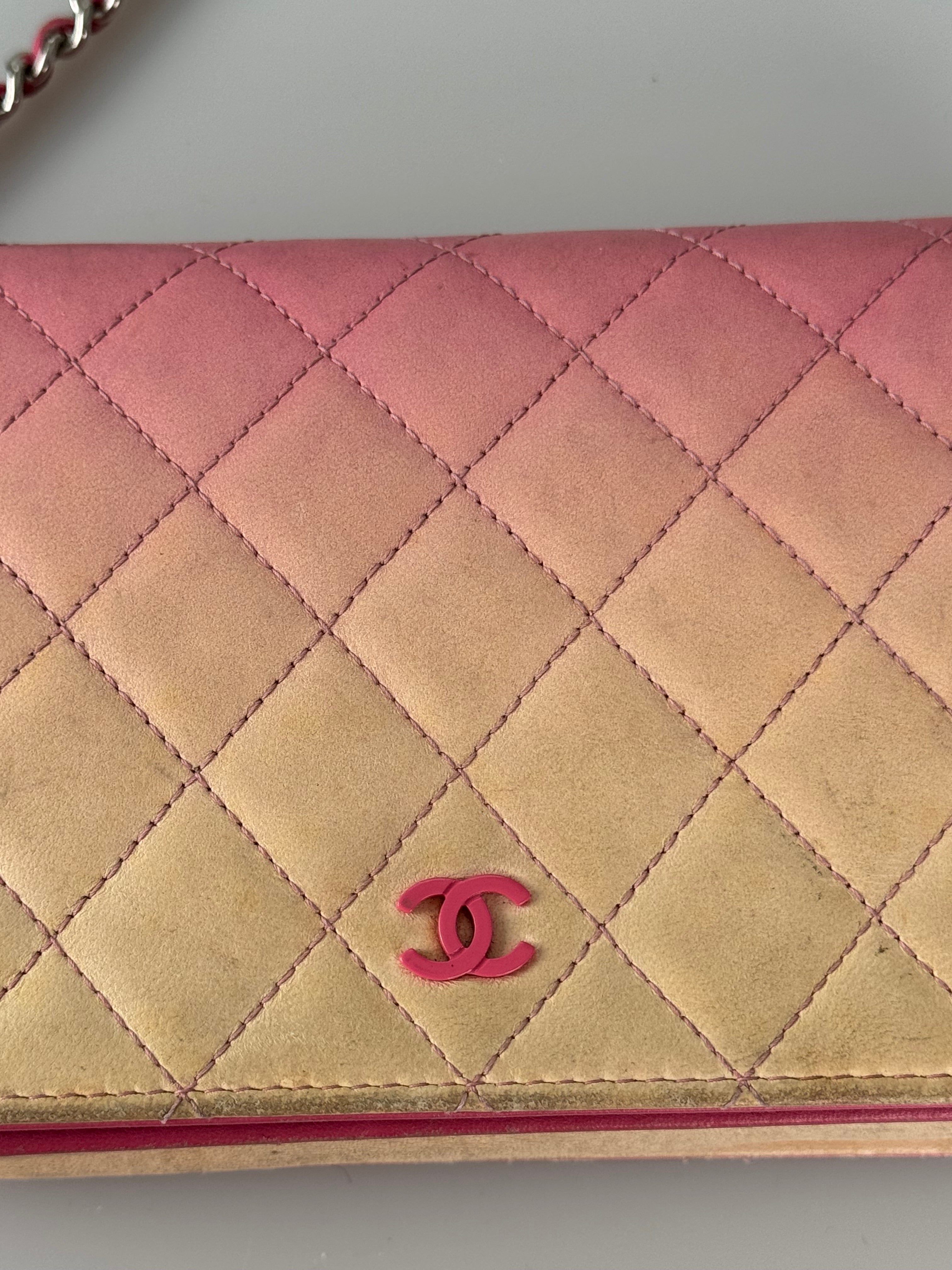 Chanel Wallet on Chain WOC Dark Pink Faded Lambskin