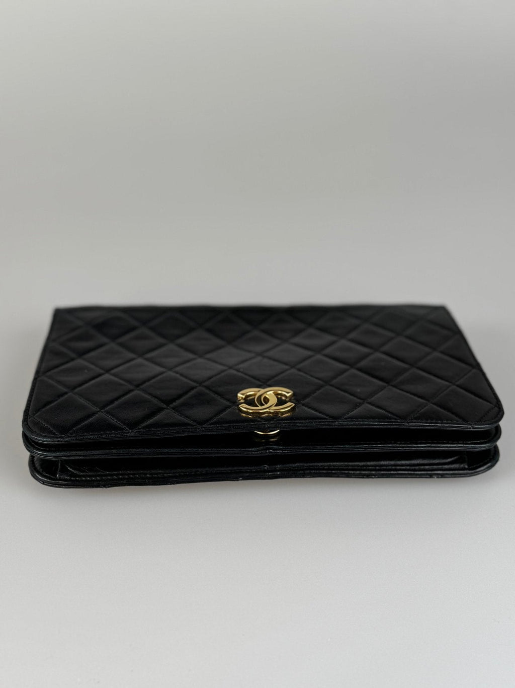 Chanel Vintage Matelassé Lambskin Shoulder Bag in Black with 24 k Gold Hardware