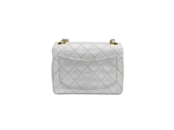 Chanel Vintage White Timeless Flap Bag Mini Square Gold Hardware