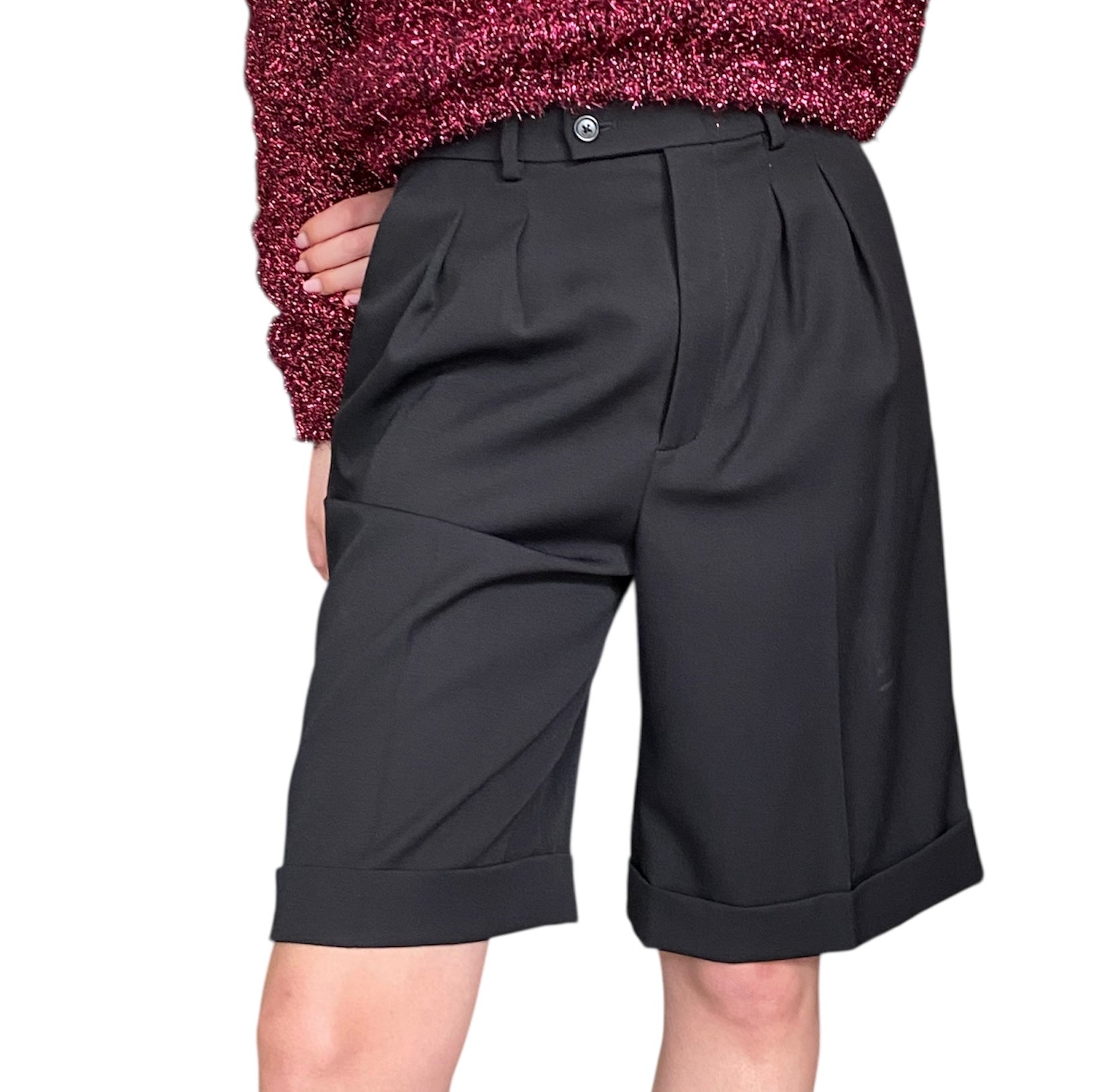 Saint Laurent Black Cuffed Shorts - 36