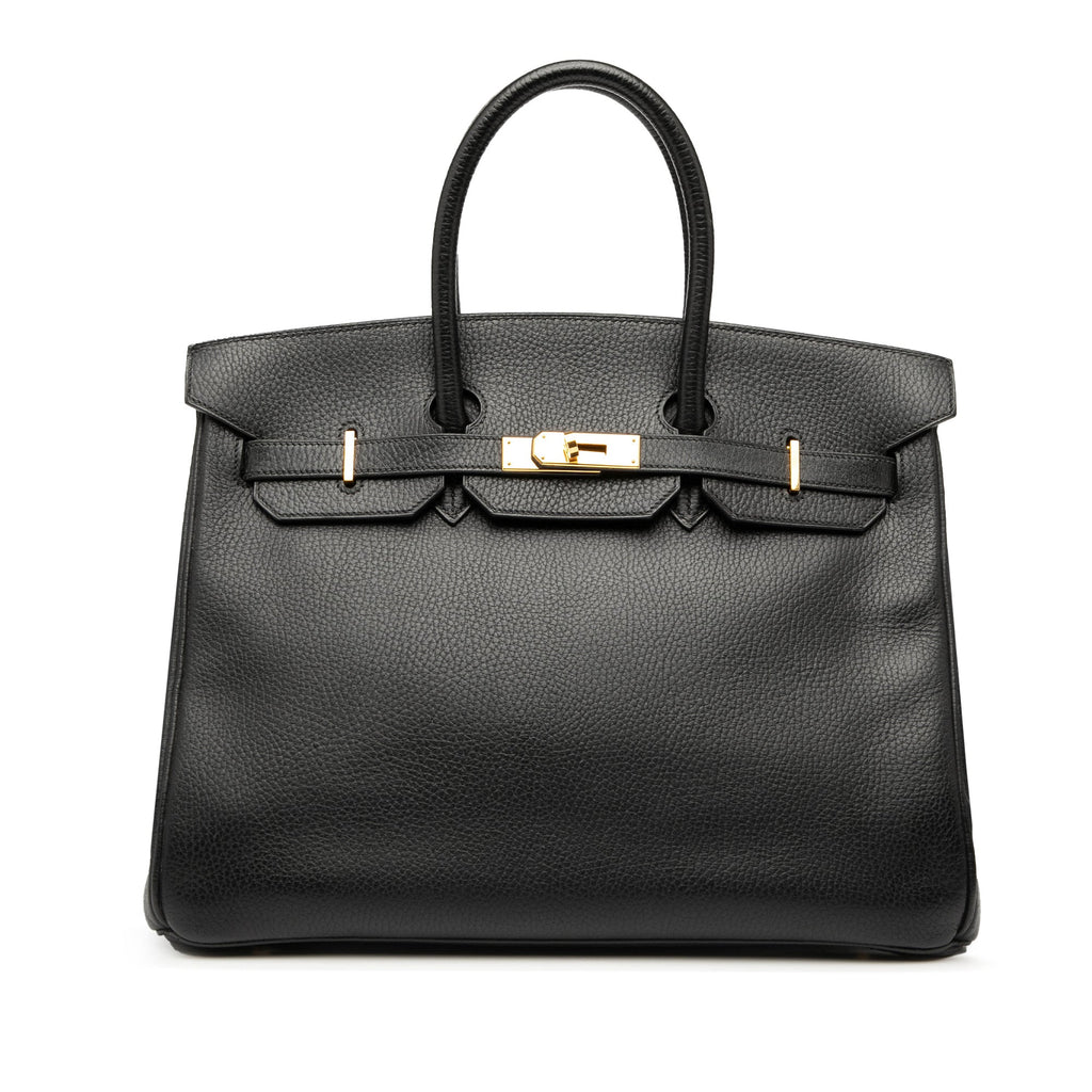 Birkin Handbag Black Ardennes with Gold Hardware 35