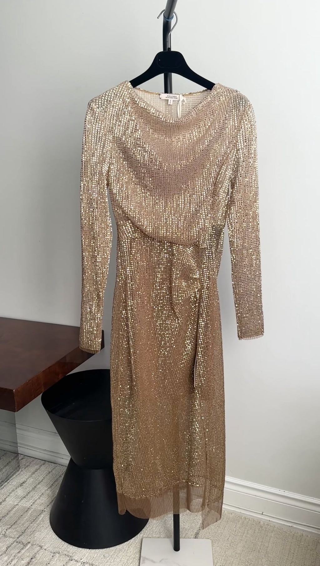 Dorothee Schumacher Gold Sequin Mesh Gown - USA 6