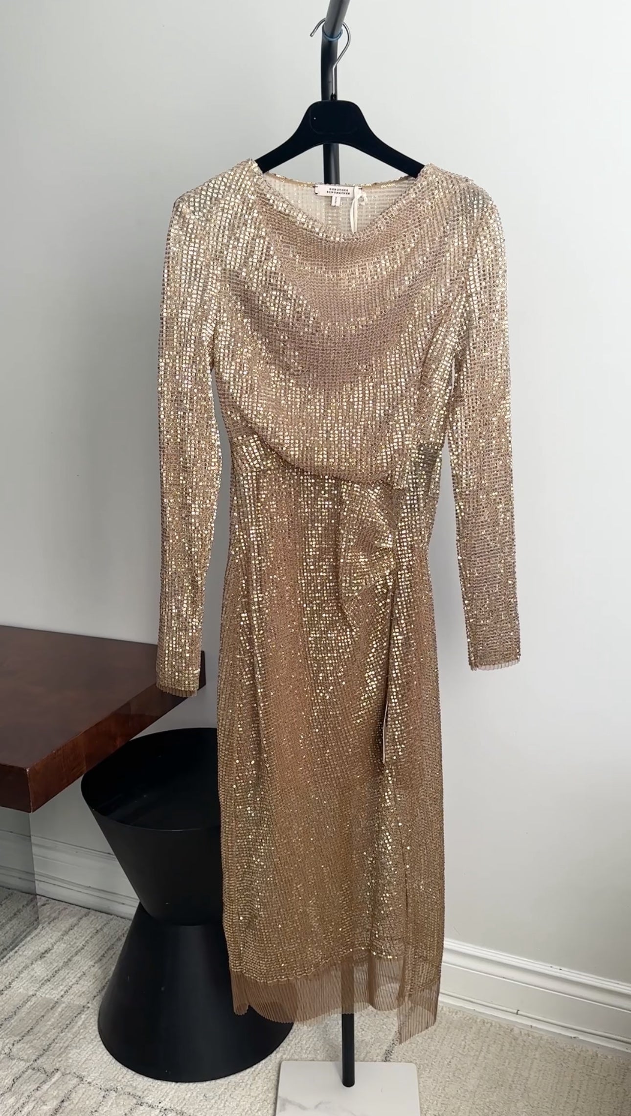 Dorothee Schumacher Gold Sequin Mesh Gown - USA 6