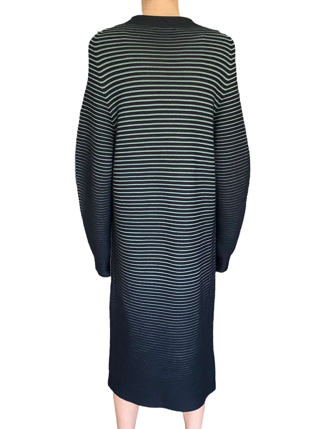 Issey Miyake Wool Green Knit Ribbed Sweater Maxi Dress - JP 2