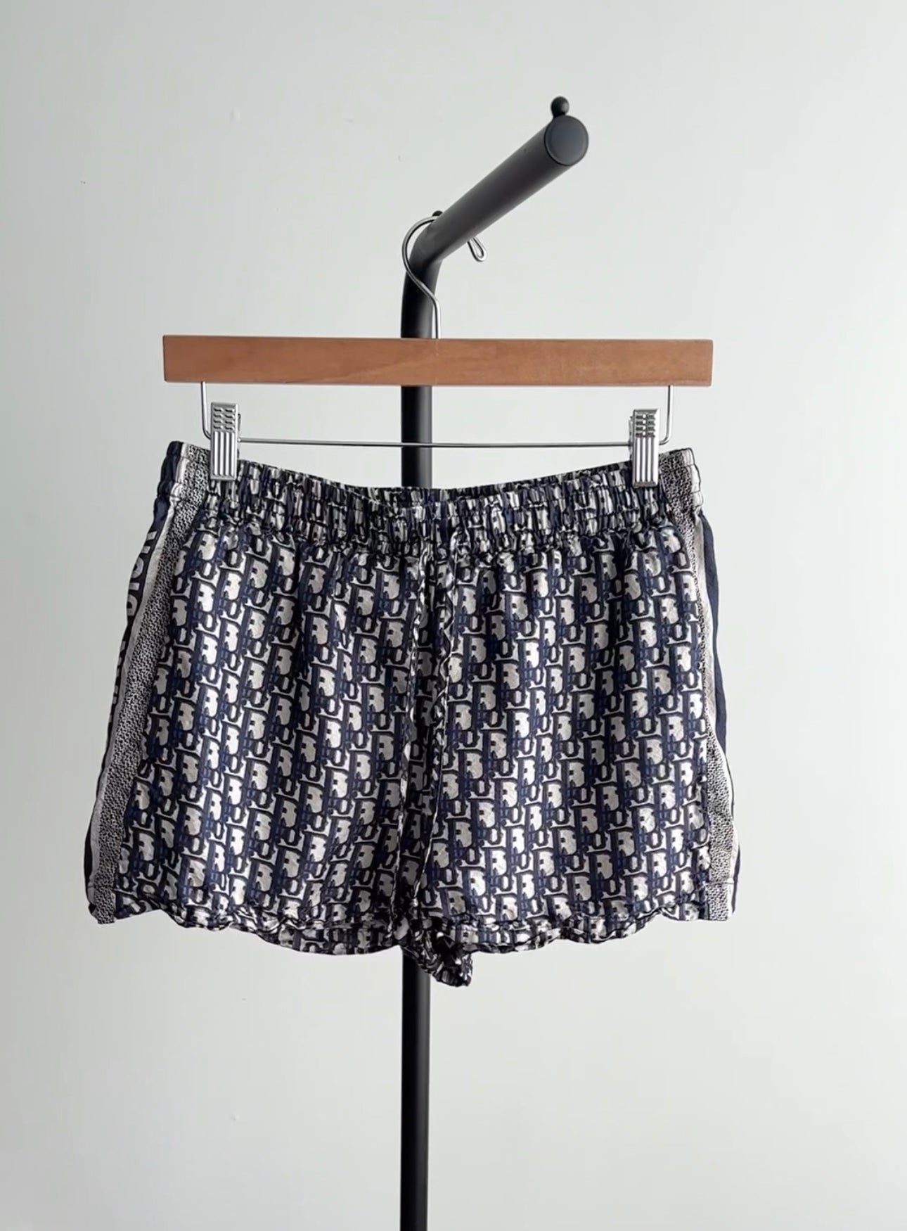 Christian Dior Navy Oblique Silk Logo Shorts - FR36 / 4