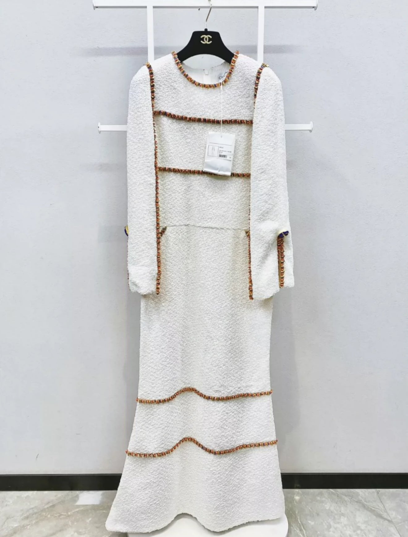 Chanel 19A White & Gold Embroidered Dress