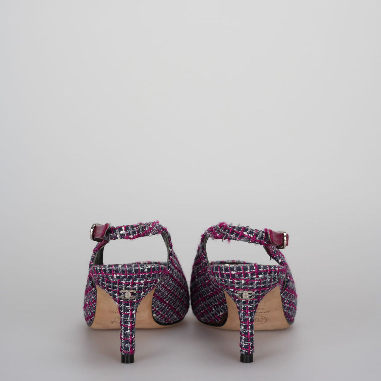 Chanel purple Tweed Slingback Heels Sandals 35.5Multicolor