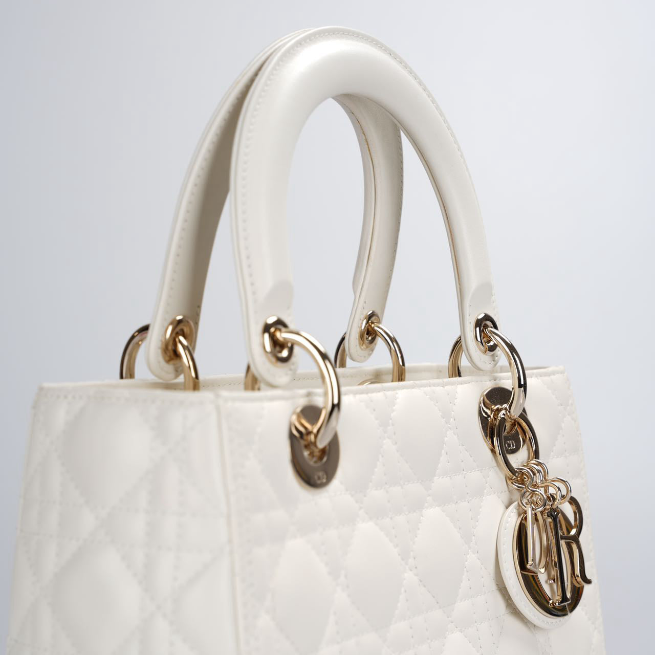 Christian Dior White Lady Dior Medium Bag