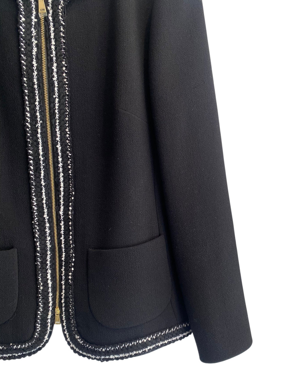 Giambattista Valli Black Wool Tweed Trim Jacket - IT 42 / US 6
