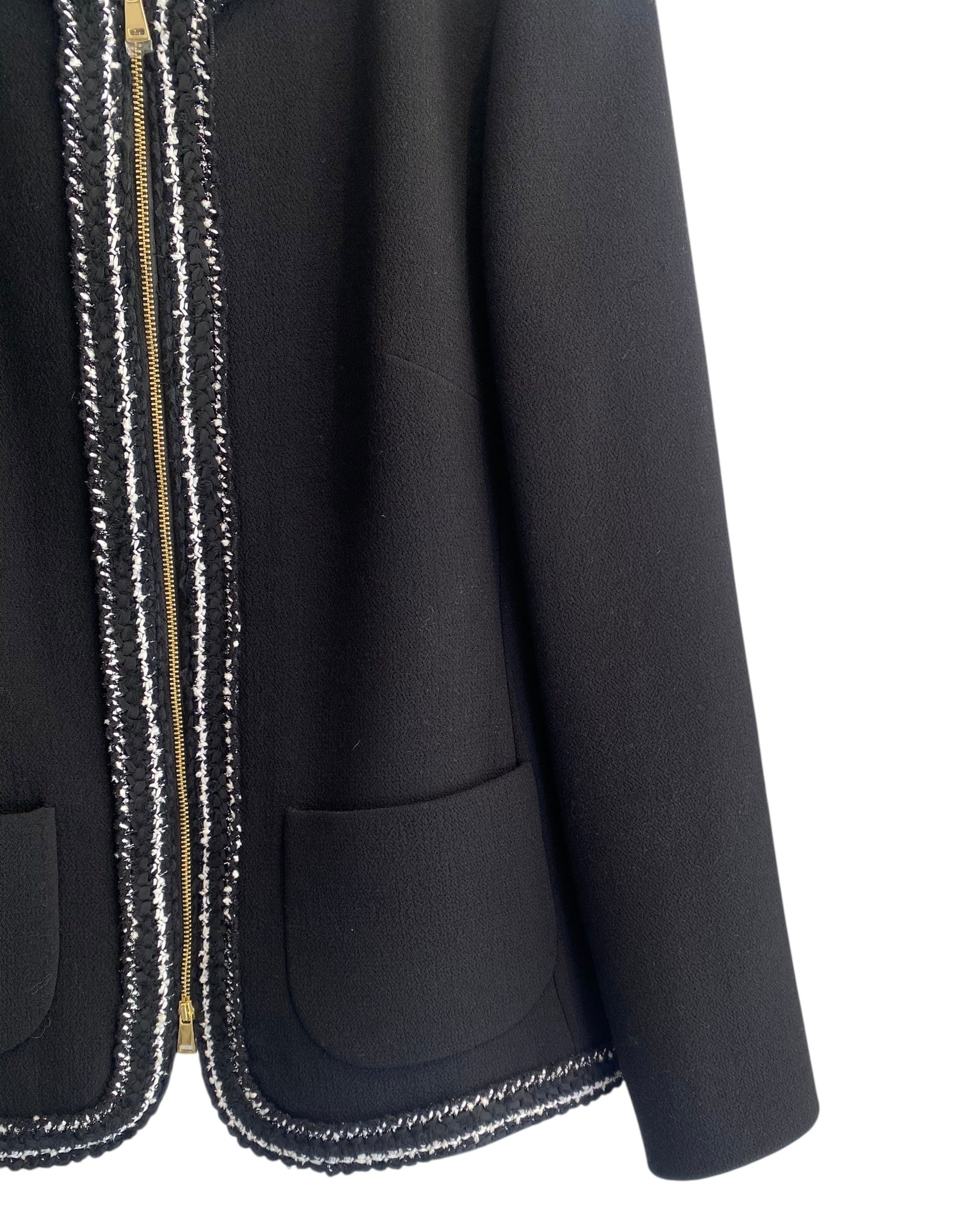 Giambattista Valli Black Wool Tweed Trim Jacket - IT 42 / US 6