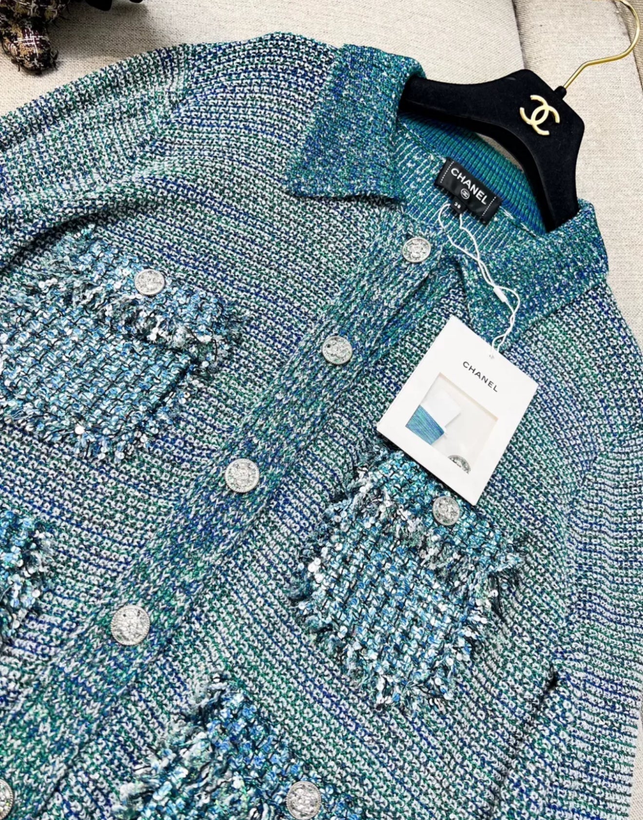 Chanel 23K blue tweed jacket