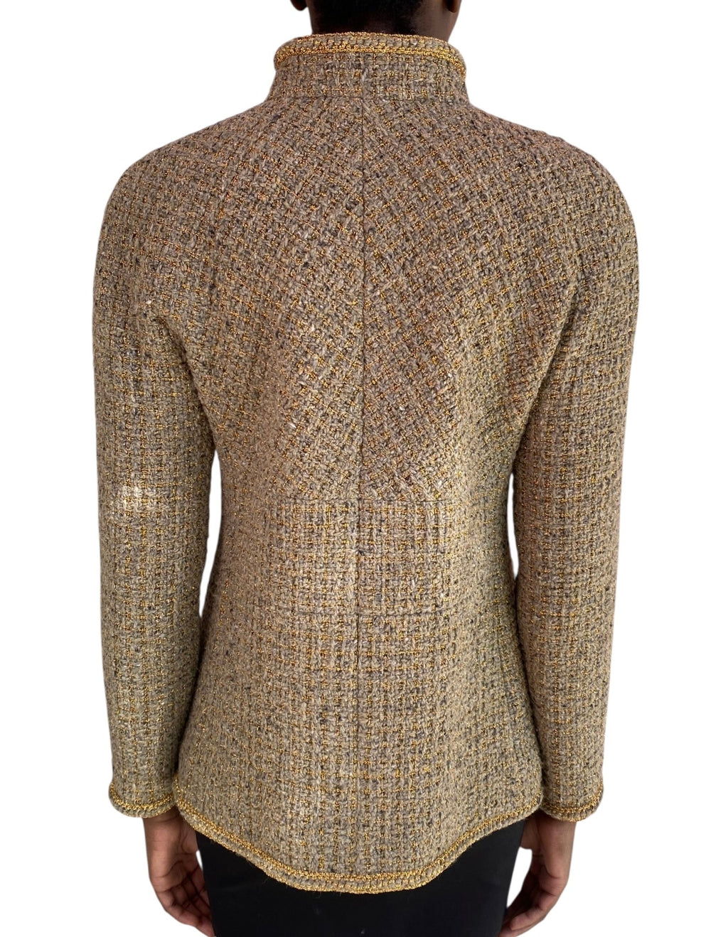 Chanel 2019 Gold Tweed Scarab Jacket - 38