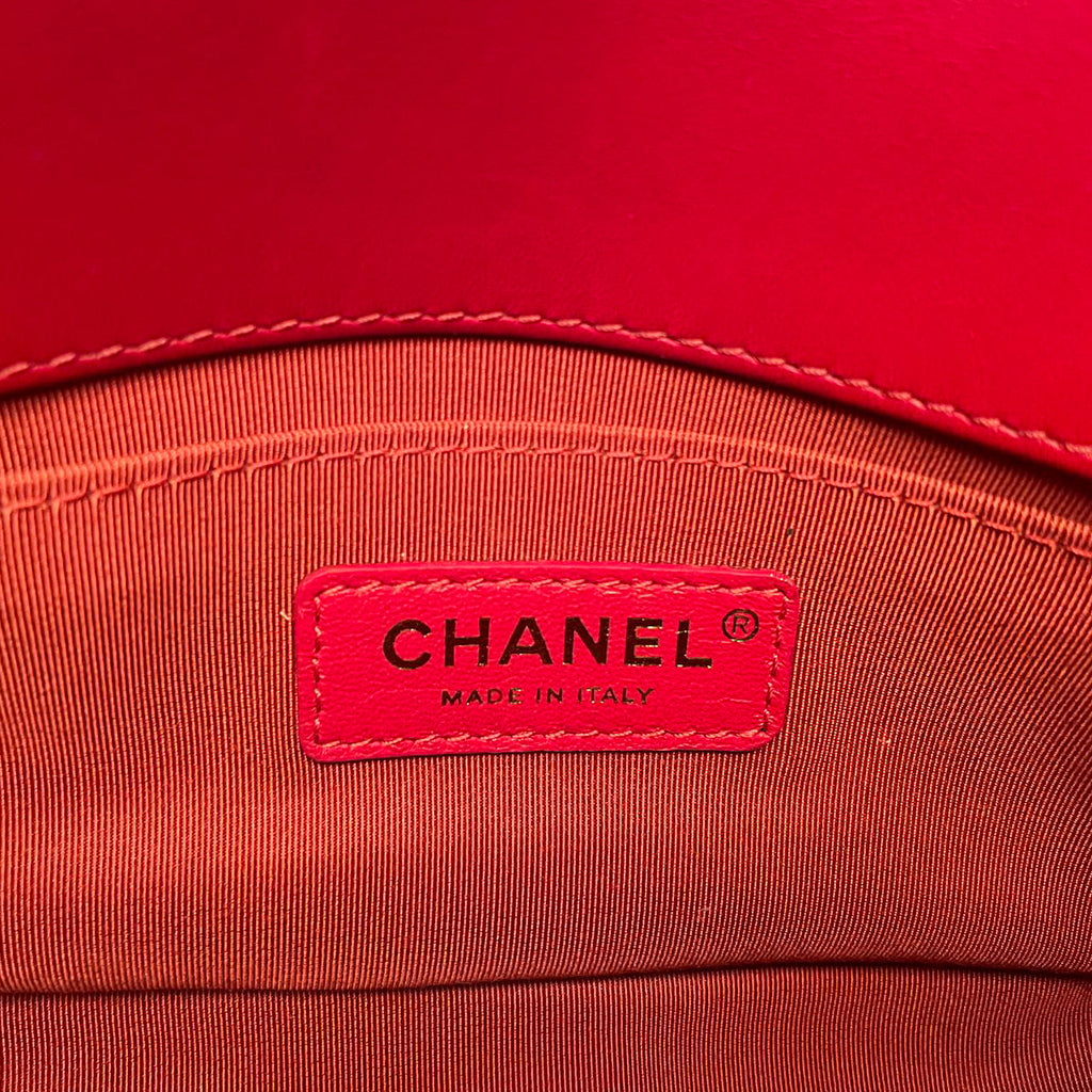 Chanel Small Le Boy Bag Red Quilted Lambskin with Gold Hardware