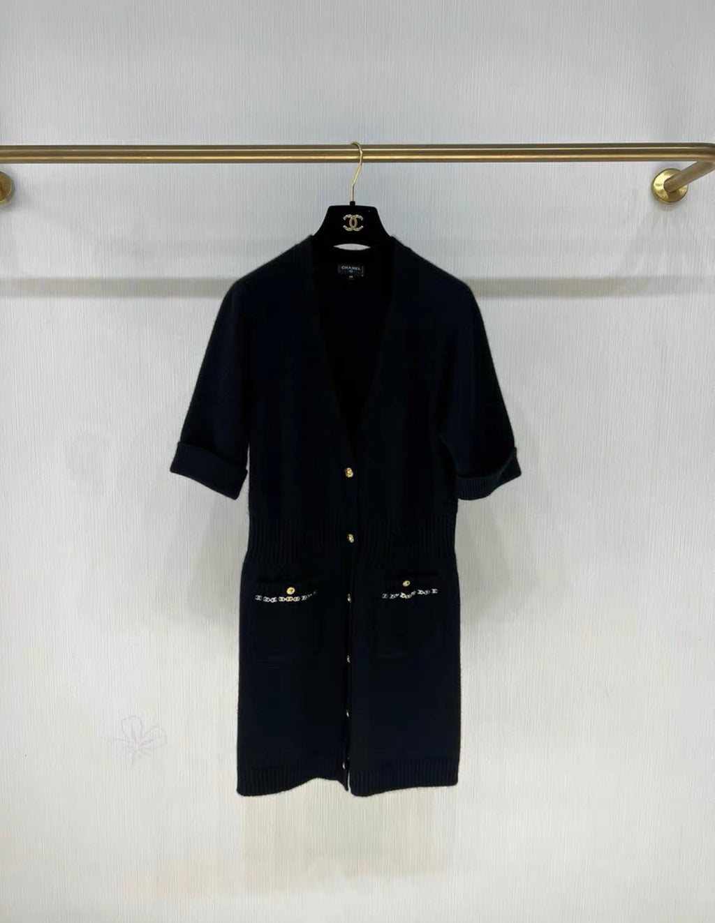 CHANEL 22B BLACK CASHMERE IGAN/ DRESS Size 38