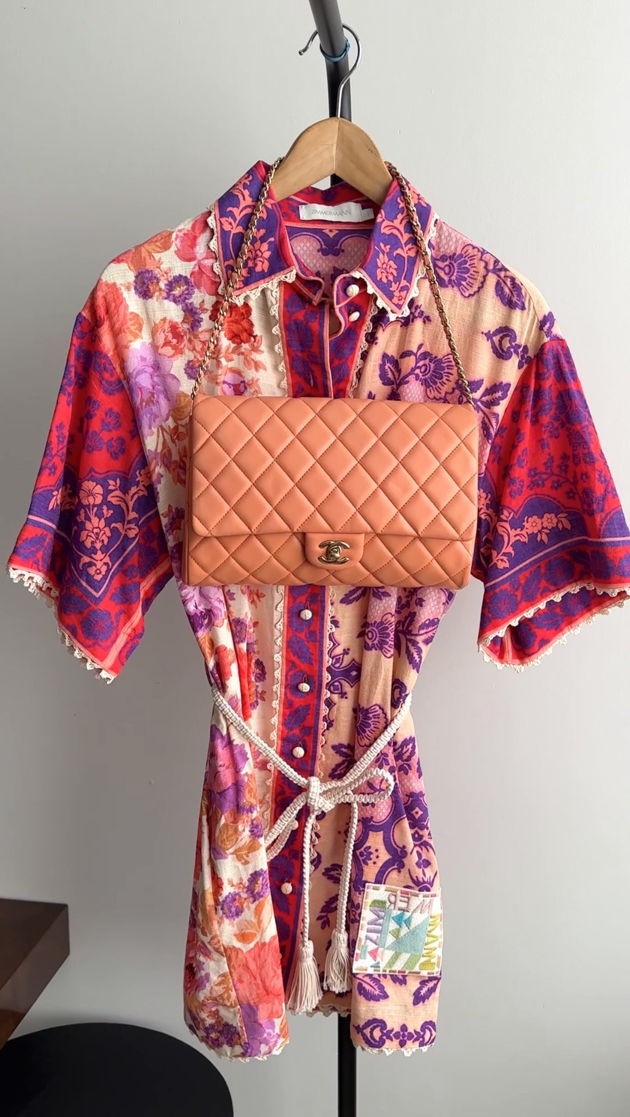 Chanel Peach Quilted Leather Timeless Chain Clutch Flap Bag